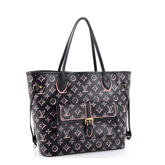 Louis Vuitton Black Pink Monogram Canvas Fall For You Neverfull MM Limited - Picture 3 of 9